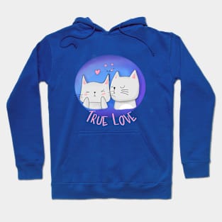 True Love with Cats and a kiss Hoodie